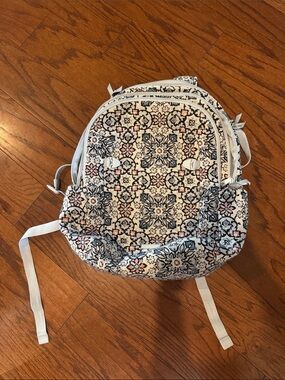 Vera Bradley White, Navy and Pink Floral Quilted Backpack